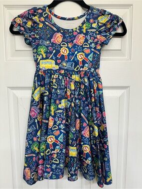 Girls' 5/6 Navy Back to School-Themed Dress